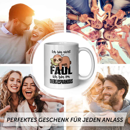 SEO. Bedruckte Tasse mit Spruch - Ich bin nicht Faul - Weiß Linkreich