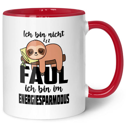 SEO. Bedruckte Tasse mit Spruch - Ich bin nicht Faul - Rot Linkreich