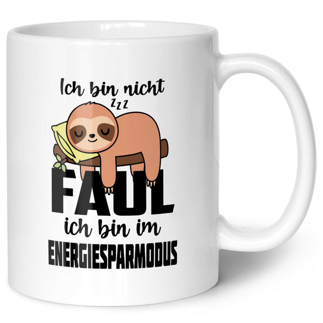 SEO. Bedruckte Tasse mit Spruch - Ich bin nicht Faul - Weiß Linkreich