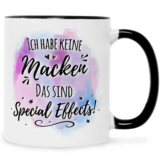 SEO. Bedruckte Tasse mit Spruch - Ich habe keine Macken - Schwarz Linkreich