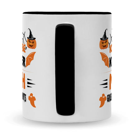 SEO. Bedruckte Tasse mit Spruch Ich habe Kinder mich gruselt gar nichts - Schwarz & Weiß Linkreich