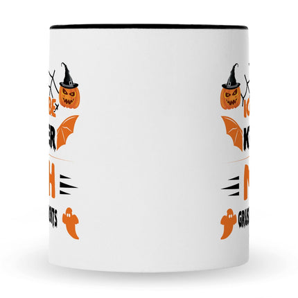 SEO. Bedruckte Tasse mit Spruch Ich habe Kinder mich gruselt gar nichts - Schwarz & Weiß Linkreich