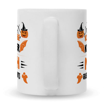 SEO. Bedruckte Tasse mit Spruch Ich habe Kinder mich gruselt gar nichts - Weiß Linkreich