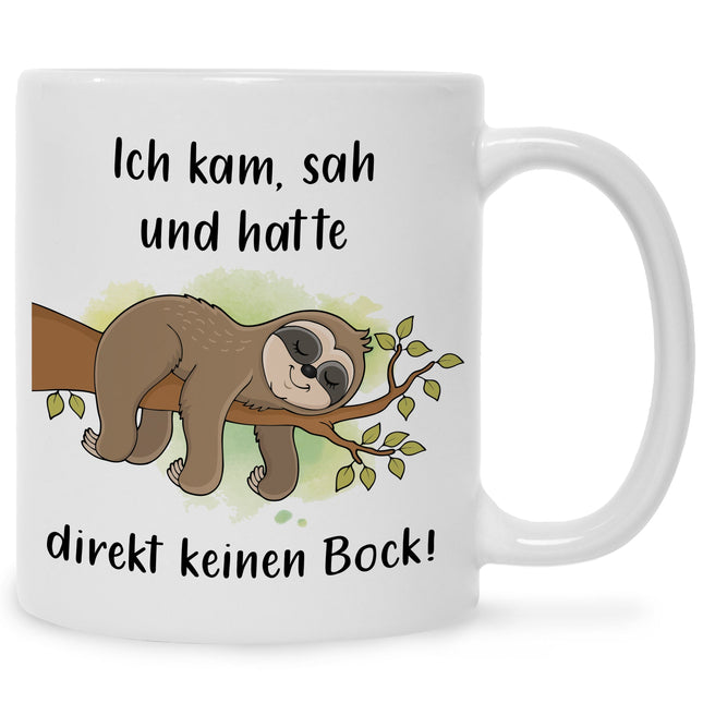 SEO. Bedruckte Tasse mit Spruch Ich kam, sah und hatte direkt keinen Bock - Weiß Linkreich