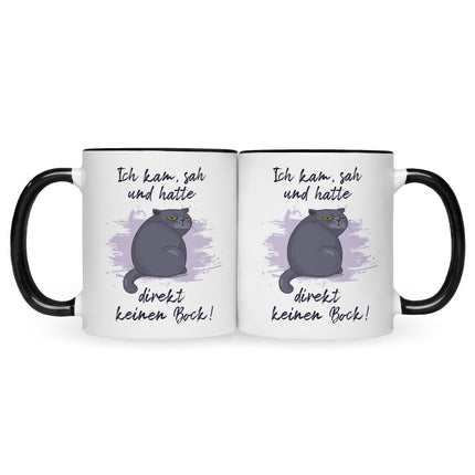 SEO. Bedruckte Tasse mit Spruch Ich kam, sah und hatte direkt keinen Bock V2 - Schwarz & Weiß Linkreich