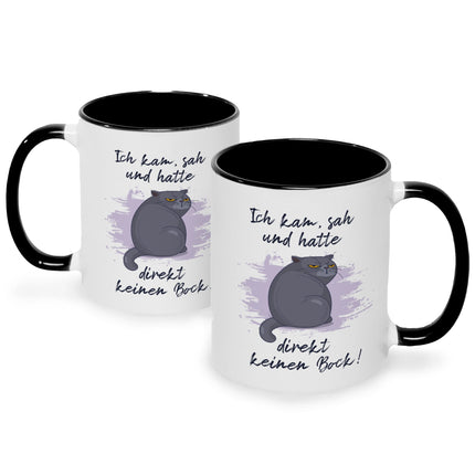 SEO. Bedruckte Tasse mit Spruch Ich kam, sah und hatte direkt keinen Bock V2 - Schwarz & Weiß Linkreich