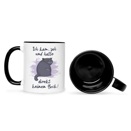 SEO. Bedruckte Tasse mit Spruch Ich kam, sah und hatte direkt keinen Bock V2 - Schwarz & Weiß Linkreich