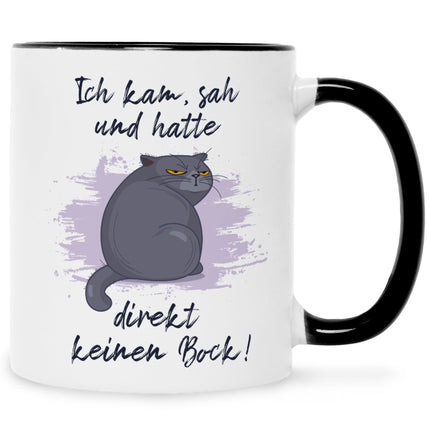 SEO. Bedruckte Tasse mit Spruch Ich kam, sah und hatte direkt keinen Bock V2 - Schwarz & Weiß Linkreich