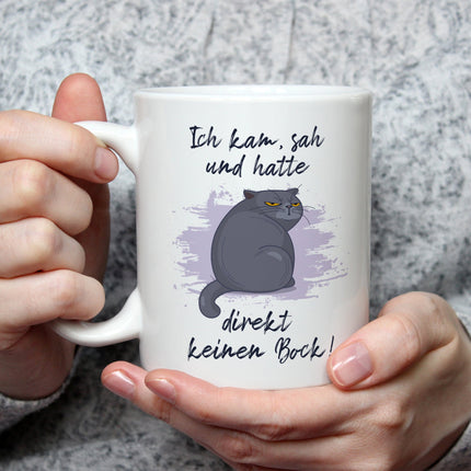 SEO. Bedruckte Tasse mit Spruch Ich kam, sah und hatte direkt keinen Bock V2 - Weiß Linkreich