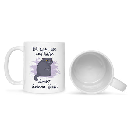 SEO. Bedruckte Tasse mit Spruch Ich kam, sah und hatte direkt keinen Bock V2 - Weiß Linkreich