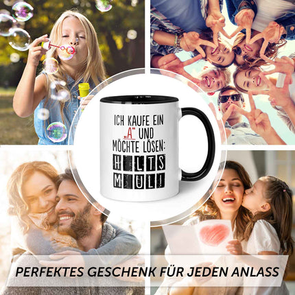 SEO. Bedruckte Tasse mit Spruch - Ich kaufe ein A - Schwarz Linkreich