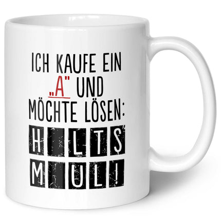 SEO. Bedruckte Tasse mit Spruch - Ich kaufe ein A - Weiß Linkreich