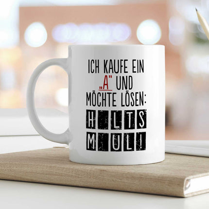 SEO. Bedruckte Tasse mit Spruch - Ich kaufe ein A - Weiß Linkreich