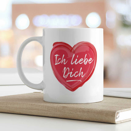 SEO. Bedruckte Tasse mit Spruch - Ich liebe dich - Weiß Linkreich