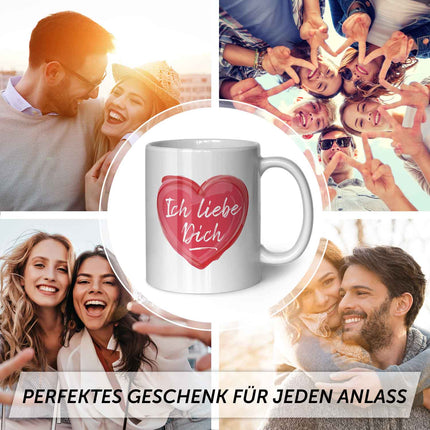 SEO. Bedruckte Tasse mit Spruch - Ich liebe dich - Weiß Linkreich