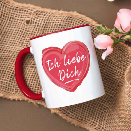 SEO. Bedruckte Tasse mit Spruch - Ich liebe dich - Rot Linkreich