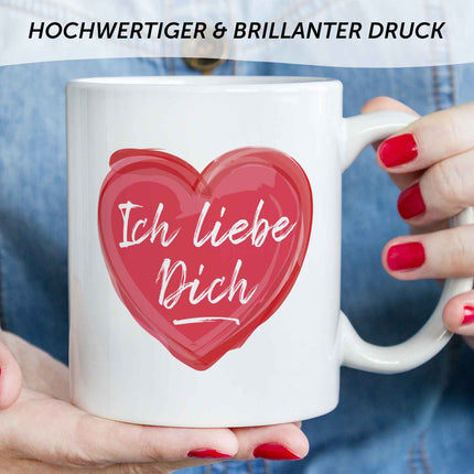 SEO. Bedruckte Tasse mit Spruch - Ich liebe dich - Weiß Linkreich