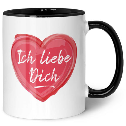 SEO. Bedruckte Tasse mit Spruch - Ich liebe dich - Schwarz & Weiß Linkreich