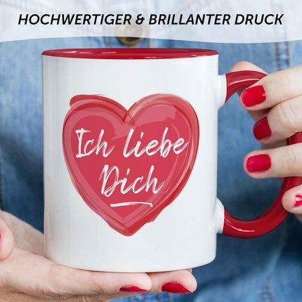 SEO. Bedruckte Tasse mit Spruch - Ich liebe dich - Rot Linkreich