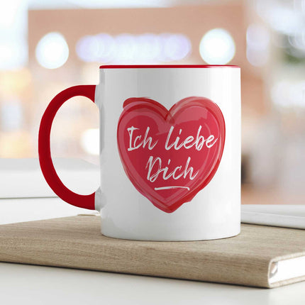 SEO. Bedruckte Tasse mit Spruch - Ich liebe dich - Rot Linkreich