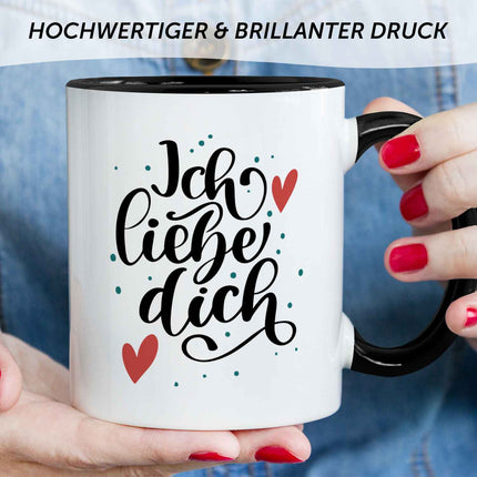 SEO. Bedruckte Tasse mit Spruch - Ich liebe dich V2 - Schwarz & Weiß Linkreich