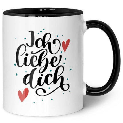 SEO. Bedruckte Tasse mit Spruch - Ich liebe dich V2 - Schwarz & Weiß Linkreich