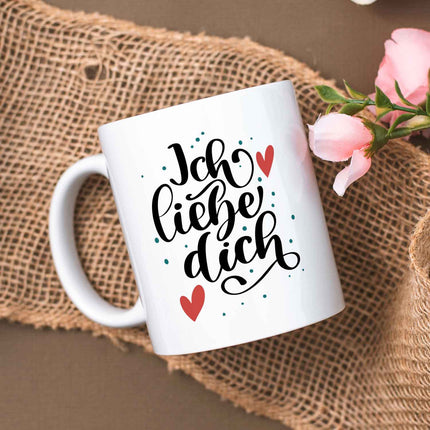 SEO. Bedruckte Tasse mit Spruch - Ich liebe dich V2 - Weiß Linkreich
