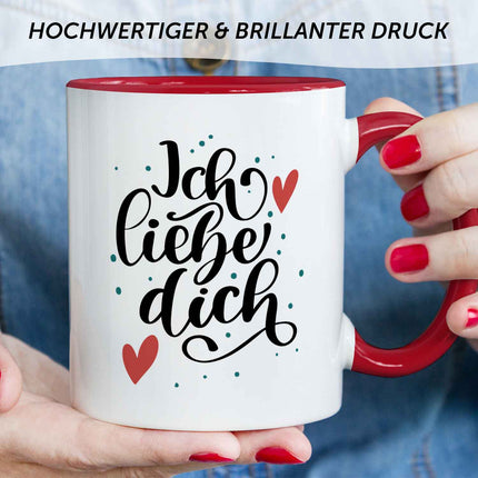 SEO. Bedruckte Tasse mit Spruch - Ich liebe dich V2 - Rot Linkreich