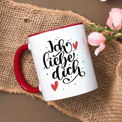 SEO. Bedruckte Tasse mit Spruch - Ich liebe dich V2 - Rot Linkreich