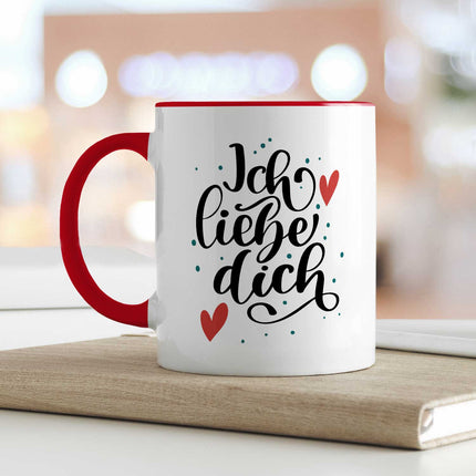 SEO. Bedruckte Tasse mit Spruch - Ich liebe dich V2 - Rot Linkreich