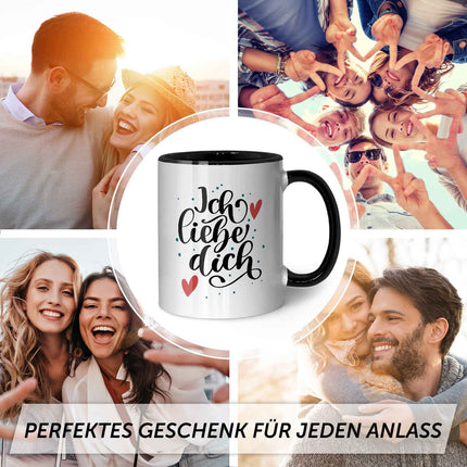 SEO. Bedruckte Tasse mit Spruch - Ich liebe dich V2 - Schwarz & Weiß Linkreich