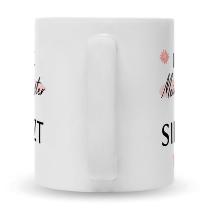 SEO. Bedruckte Tasse mit Spruch Ich liebe meine Schwester obwohl sie furzt - Weiß Linkreich