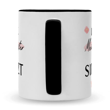 SEO. Bedruckte Tasse mit Spruch Ich liebe meine Schwester obwohl sie furzt - Schwarz & Weiß Linkreich