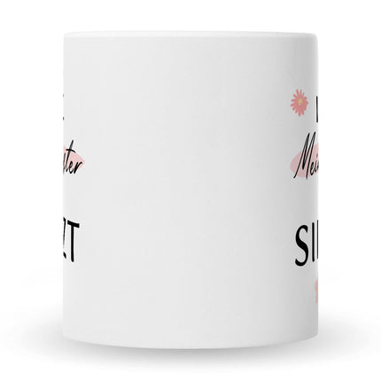 SEO. Bedruckte Tasse mit Spruch Ich liebe meine Schwester obwohl sie furzt - Weiß Linkreich
