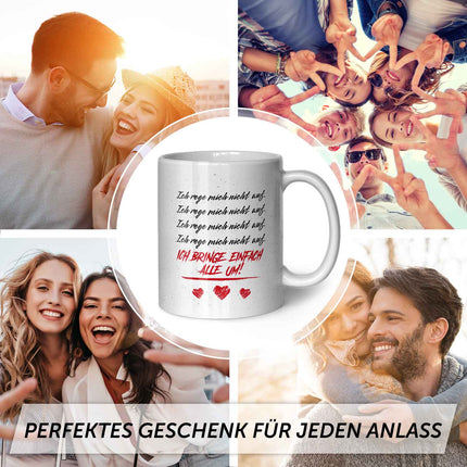 SEO. Bedruckte Tasse mit Spruch - Ich rege mich nicht auf - Weiß Linkreich