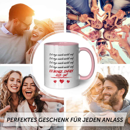 SEO. Bedruckte Tasse mit Spruch - Ich rege mich nicht auf - Rosa Linkreich