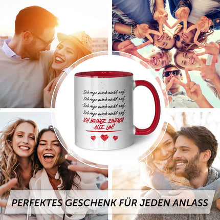 SEO. Bedruckte Tasse mit Spruch - Ich rege mich nicht auf - Rot Linkreich