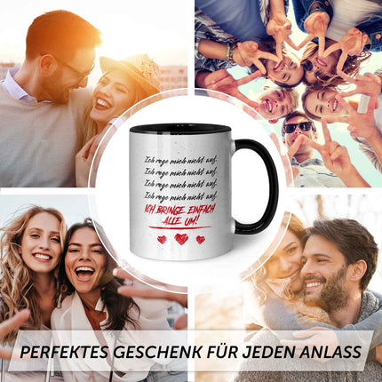 SEO. Bedruckte Tasse mit Spruch - Ich rege mich nicht auf - Schwarz & Weiß Linkreich