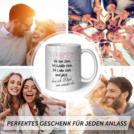 SEO. Bedruckte Tasse mit Spruch - Ich sah dich - Weiß Linkreich