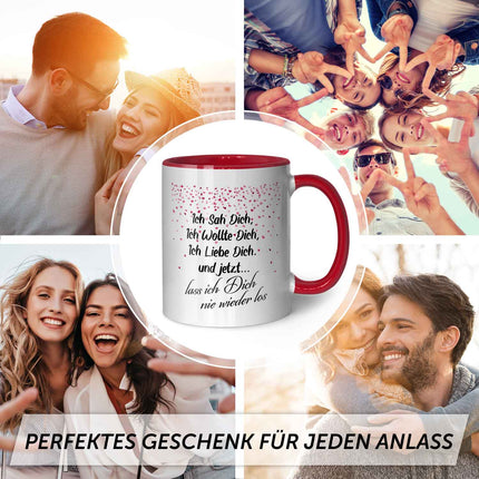 SEO. Bedruckte Tasse mit Spruch - Ich sah dich - Rot Linkreich