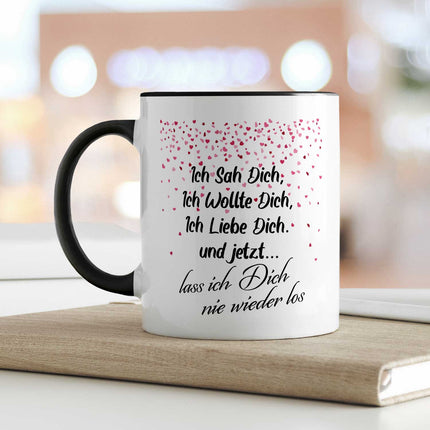 SEO. Bedruckte Tasse mit Spruch - Ich sah dich - Weiß Linkreich