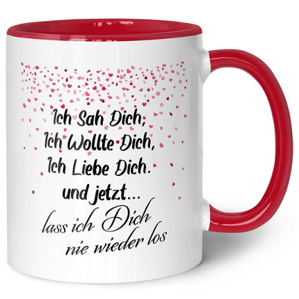 SEO. Bedruckte Tasse mit Spruch - Ich sah dich - Rot Linkreich