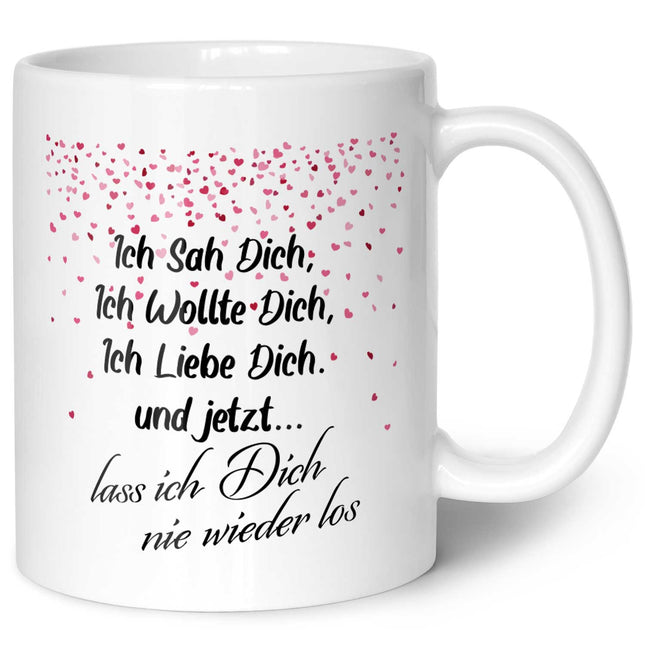 SEO. Bedruckte Tasse mit Spruch - Ich sah dich - Weiß Linkreich