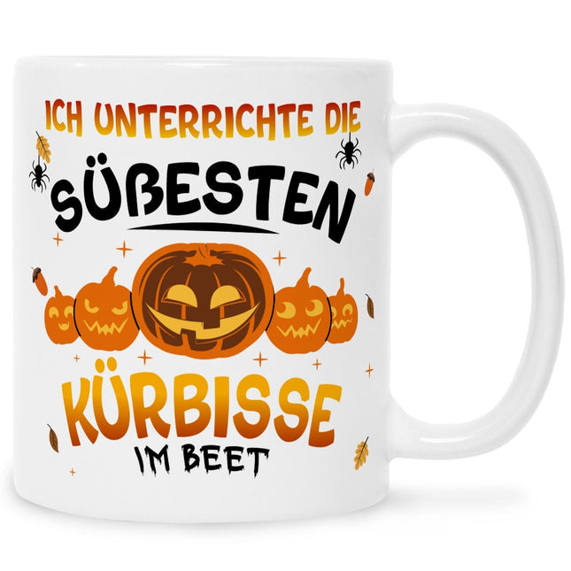 SEO. Bedruckte Tasse mit Spruch Ich unterrichte die süßesten Kürbisse im Beet - Weiß Linkreich