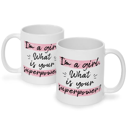 SEO. Bedruckte Tasse mit Spruch I'm a girl - Weiß Linkreich