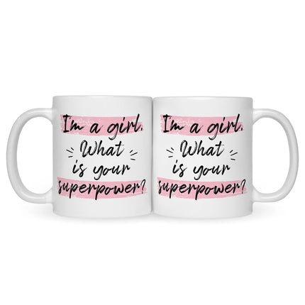 SEO. Bedruckte Tasse mit Spruch I'm a girl - Weiß Linkreich