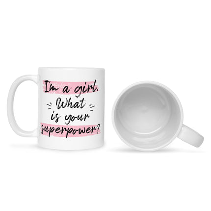 SEO. Bedruckte Tasse mit Spruch I'm a girl - Weiß Linkreich