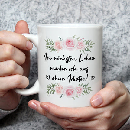 SEO. Bedruckte Tasse mit Spruch Im nächsten Leben - Weiß Linkreich