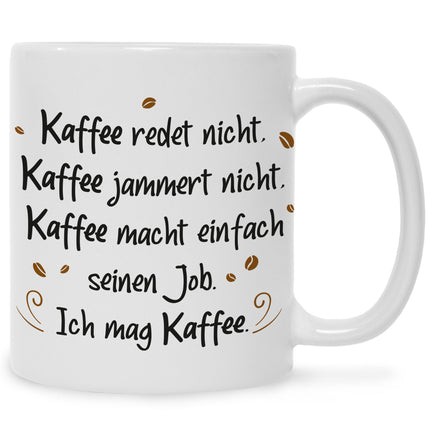 SEO. Bedruckte Tasse mit Spruch Kaffee redet nicht - Weiß Linkreich