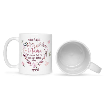 SEO. Bedruckte Tasse mit Spruch Keine Angst Mama - Weiß Linkreich